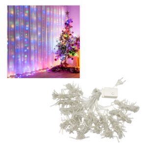 Set 2 x Instalatii de Craciun Tip Perdea 3 x 3 m – LED-uri Multicolore, pentru Interior si Exterior