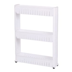 Etajera mobila cu roti pentru spatii inguste - 3 rafturi organizare optima