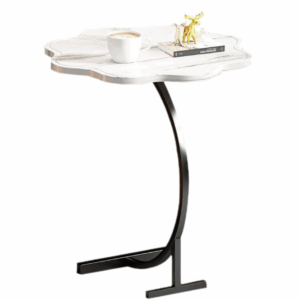 Masuta Laterala Design Floare - Alba, Perfecta pentru Canapea si Dormitor