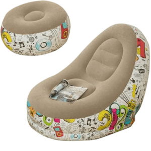 Set Fotoliu Gonflabil cu Taburet - Design Graffiti Modern, Impermeabil cu Pompa Inclusa