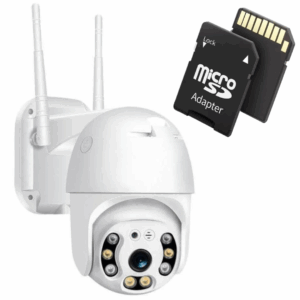 Pachet Camera Supraveghere WiFi Exterioara Rotativa cu Senzor Miscare + Card 32GB