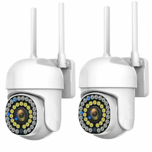 Set 2 Camere Supraveghere WiFi Exterior/Interior cu Vedere Nocturna Color, Control Telefon, Detectie Miscare