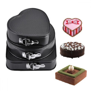 Set 3 tavi de prajituri, cu baza detasabila si forme diferite