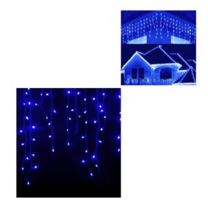 Instalatie LED Franjuri Exterior 12m Albastra – 300 LED-uri, 8 Jocuri de Lumini