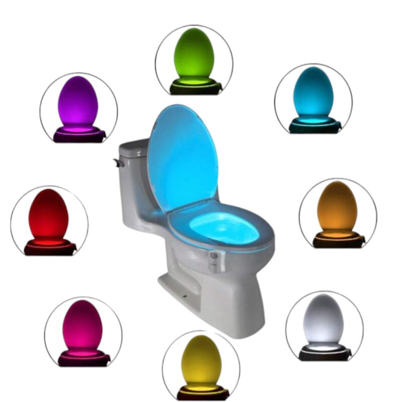 Lampa de veghe pentru toaleta cu LED, senzor de miscare si lumina, 8 culori diferite