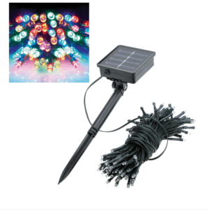 Instalatie Solara de Craciun cu 50 LED-uri Multicolor, 5 m – Iluminat Exterior Fara Curent