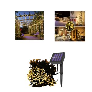 Instalatie Solara de Craciun cu 100 LED-uri Alb Cald, 10 m – Iluminat Exterior Fara Curent