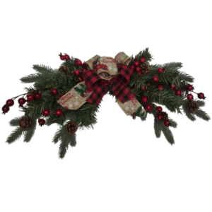 Decoratiune Festiva Craciun cu crengute de brad, fundite si vasc, 60 cm