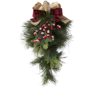 Decoratiune festiva artificiala de Craciun, 45 cm crengute de brad, fundite si vasc