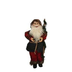Figurina decorativa de Mos Craciun cu nuielusa si costum in culori festive