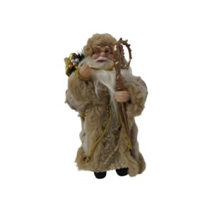 Figurina Decorativa Mos Craciun Auriu cu Sceptru, 46 cm – Decor Elegant pentru Sarbatori