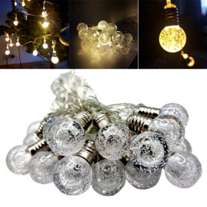 Instalatie Luminoasa Alb Cald cu Globuri – 5 m, 20 Beculete, Decoratiune Festiva de Craciun
