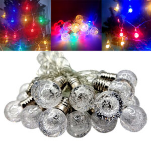 Instalatie Luminoasa Multicolora cu Globuri, 5 m, 20 LED-uri – Decoratiune Festiva de Craciun