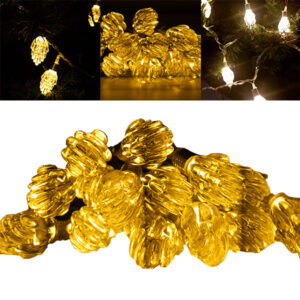 Instalatie Luminoasa Alb Cald cu Conuri, 5 m – 20 Beculete LED Decorative de Craciun