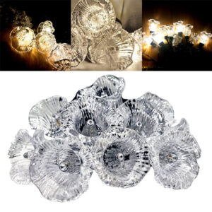 Instalatie Luminoasa Decorativa cu Flori Transparente, Lumina Alb Cald, 5 m