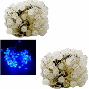 Set 2 Instalatii Luminoase Albastre Tip Plasa Model Margele 5m – Decoratiuni Festive Interior/Exterior