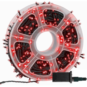Instalatie luminoasa LED rosie 100m pentru exterior si interior – Rola lumini Craciun pentru casa, gradina si fatada, consum redus, rezistenta la intemperii