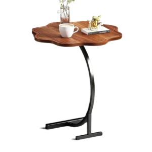 Masuta tip floare, cu picior pentru canapea sau pat, culoare maro