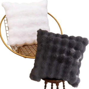 Pachet 1+1 Fata de Perna Blana Artificiala 3D Bubble 45x45cm - Eleganta si Pufoasa