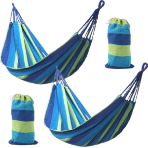 Pachet 1+1 Hamac Bicolor Relaxare – Usor de instalat, Material Rezistent si Confortabil, pentru Gradina, Camping sau Terasa