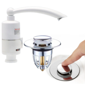 Pachet Robinet Electric Instant cu Incalzire Rapida - Apa Calda in 60 Secunde + Dop Scurgere Pop-Up Universal pentru Chiuveta