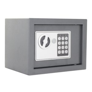 Seif din Otel cu Inchidere Electronica si Cheie de Siguranta – Protectie Compacta pentru Acasa si Hotel