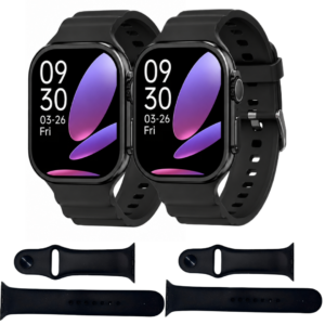 Pachet 1+1 Ceas Smart I7 Promax - Apeluri, Monitorizare Sanatate, Rezistent la Apa + 2 x Curea Silicon Premium 20mm Neagra