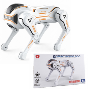 Caine Robot Inteligent Bionic cu Control Vocal si Telecomanda, Jucarie Interactiva, Dans, Programare, Rostogoliri 360° si Acrobatii