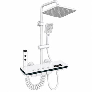 Sistem de Dus Inteligent Alb cu Display LED, Iluminare Ambientala, Control prin Taste Piano, Dus Multifunctional si Afisaj Temperatura