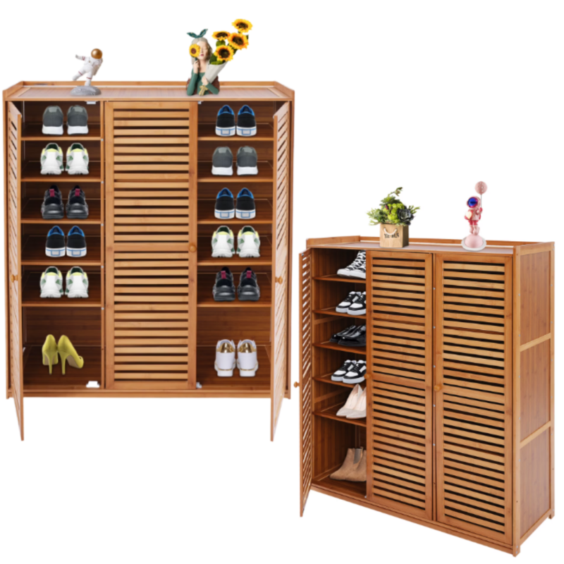 Dulap Pantofar Vertical cu 3 Usi, 7 Rafturi Ajustabile, Organizator Incaltaminte, Spatiu Economisitor, 90 x 32 x 97 cm