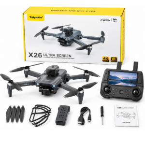 Drona X26 Ultra Screen 4K cu Camera Dubla, Ecran 4.3 inch, FPV Real-Time, Motoare Brushless si Evitare Obstacole