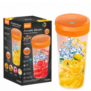 Blender Portabil RAF 300ml, 8 Lame Inox, 80W, 18000 RPM, Reincarcabil USB, Pentru Sucuri si Shake uri