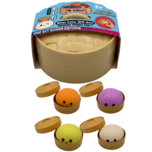 Jucarie Squishy Dumpling Antistres, Slow Rising, Fidget Senzorial Moale cu Fata Zambitoare, 8.5 cm, Model si Culoare Aleatorie