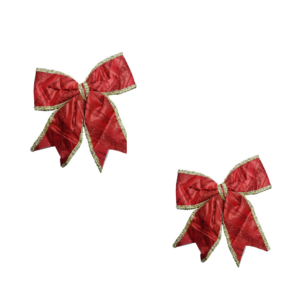 Set 2 funde decorative pentru Craciun, rosii cu margini aurii si model deosebit