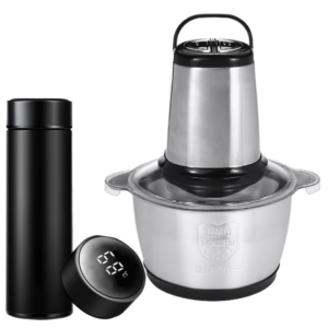 Pachet Cadou: Tocator Electric Multifunctional cu 4 Lame Inox + Termos Smart LCD 500ml - Set Premium Bucatarie
