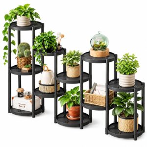 Suport de Flori Modular cu 11 Niveluri, Multi-Etajat pentru Plante si Decoratiuni, Design Elegant pentru Living si Balcon, Organizator Spatios Rezistent Negru